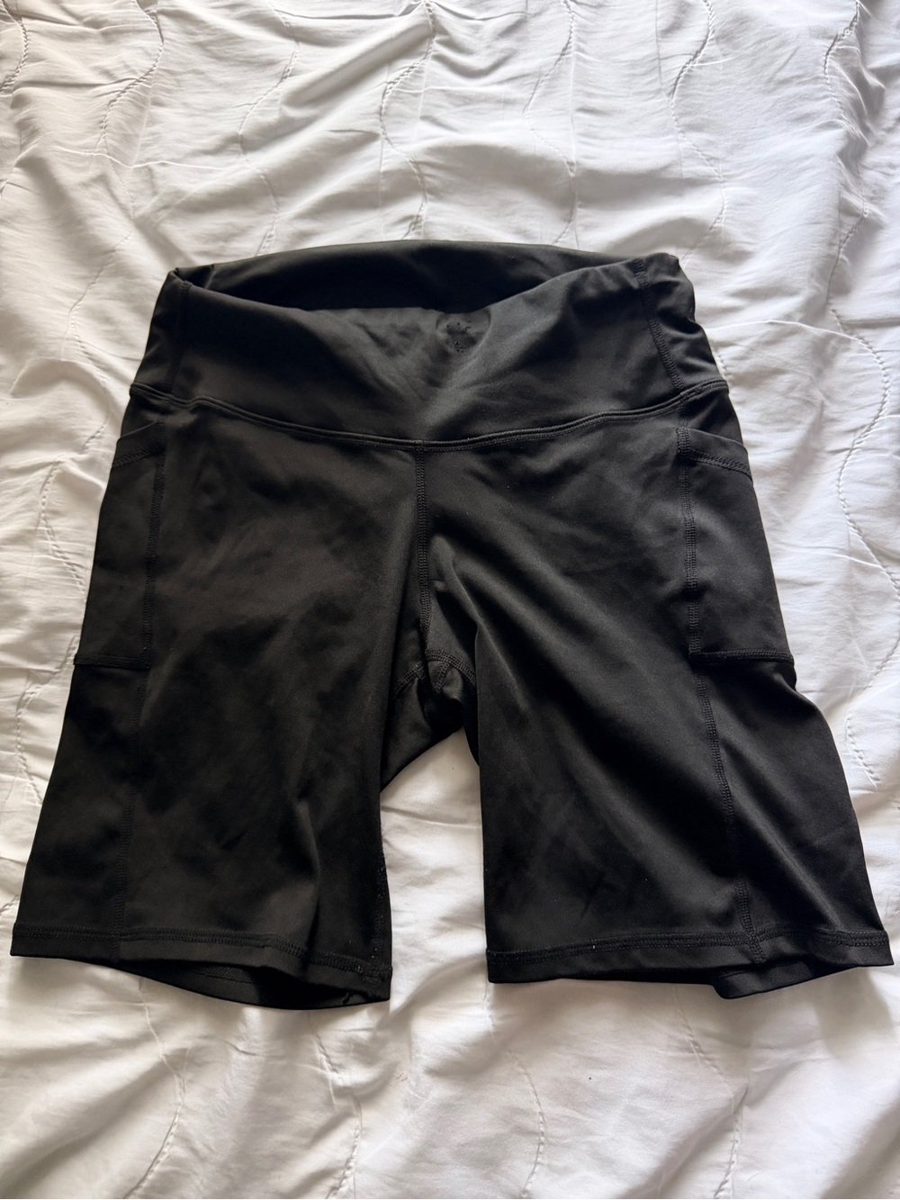 Women’s Black High-Waist Active Shorts with side pockets